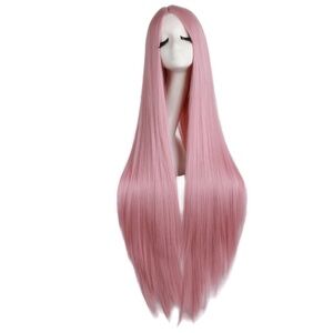 40" Long Rouge Pink Straight Cosplay Wig, Anime Costume Party Hair for Women